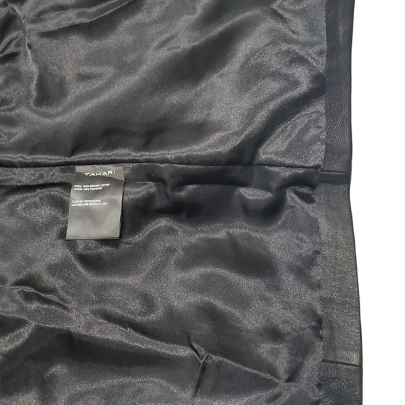 Tahari Womens Double-Breasted Genuine Leather Jacket Black Small - Picture 7 of 10